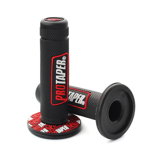 (Black-Red) 7/8" Universal Protaper Motorcycle Handlebar Grips / Rubber Brake
