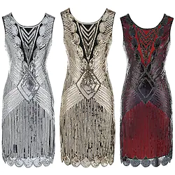 Vintage Inspired The Great Gatsby Party Costume Prom Dress Women's Sequins Costume Vintage Cosplay Party Evening Party / Cocktail Sleeveless Dress Halloween Lightinthebox