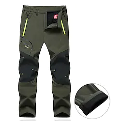 Men's Fleece Lined Pants Waterproof Hiking Pants Trousers Softshell Pants Winter Outdoor Thermal Warm Windproof Breathable Elastic Waist Fleece Bottoms Army Navy Grey Black Hunting Fishing Skiing Lightinthebox