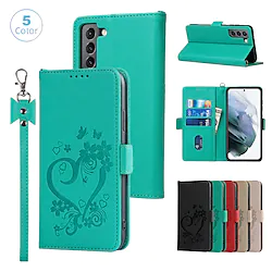 Phone Case For Samsung Galaxy Wallet Card A53 A33 S22 Ultra Plus S21 FE S20 with Wrist Strap Card Holder Slots Magnetic Flip Heart Solid Colored TPU PU Leather Lightinthebox