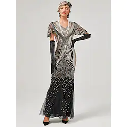 The Great Gatsby Charleston Roaring 20s 1920s Cocktail Dress Vintage Dress Flapper Dress Masquerade Prom Dress Women's Sequins Costume Vintage Cosplay Carnival Masquerade Dress Carnival Lightinthebox