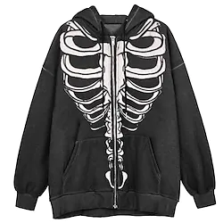 Inspired by Punk Gothic Skeleton / Skull Outerwear Anime Front Pocket Graphic Outerwear For Men's Women's Unisex Adults' Hot Stamping 100% Polyester Lightinthebox