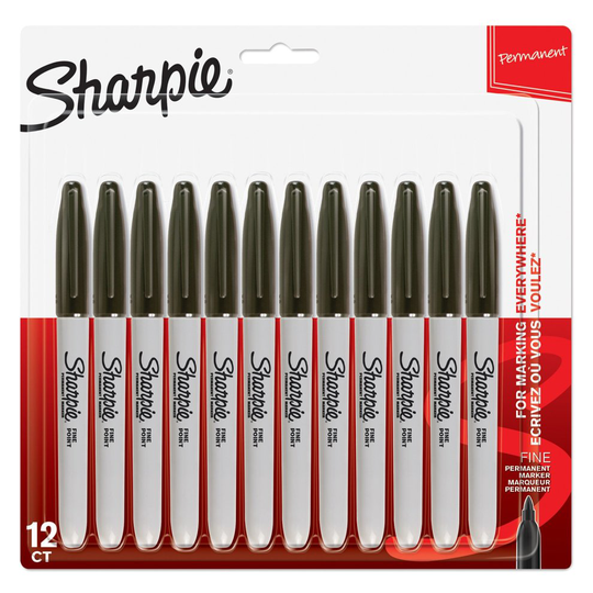 Sharpie Permanent Markers, Fine Tip, Black, 12 Pack