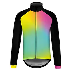 21Grams Men's Cycling Jersey Long Sleeve Bike Top with 3 Rear Pockets Mountain Bike MTB Road Bike Cycling Breathable Quick Dry Moisture Wicking Reflective Strips Yellow Gradient Polyester Spandex Lightinthebox