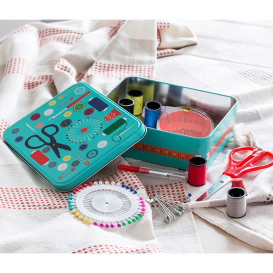 GEEZY Metal Sewing Box Kit Set Sewing Case Accessories Scissors Thimble Needles Pins