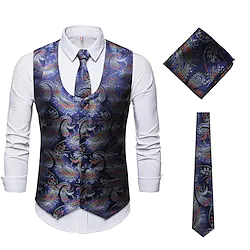 The Great Gatsby Gentleman Retro Vintage 1920s Masquerade Vest Waistcoat Men's Slim Fit Costume Vintage Cosplay Party Sleeveless Vest Masquerade Lightinthebox