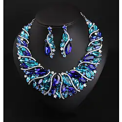 Bridal Jewelry Sets Two-piece Suit Cubic Zirconia Rhinestone Alloy 1 Necklace Earrings Women's Statement European Classic Leaf irregular Jewelry Set For Party Wedding Lightinthebox