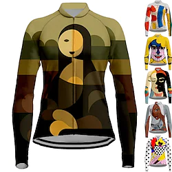 Women's Cycling Jersey Long Sleeve Bike Jersey Top with 3 Rear Pockets Decorative Painting Mountain Bike MTB Road Bike Cycling Breathable Quick Dry Moisture Wicking Reflective Strips Graphic Spandex Lightinthebox