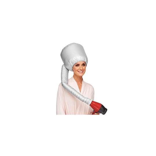 Bonnet Hood, Portable & Adjustable Attachment for Hand Held Hair Dryer, Stretchable Grip, Home Hair Care, Extended Hose Length for Drying & Styling