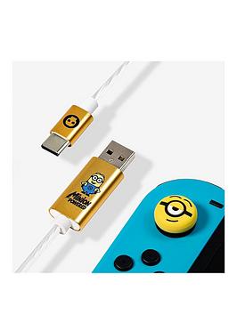 Official Minions Usb C Led Charge Cable & Grips (Nintendo Switch)