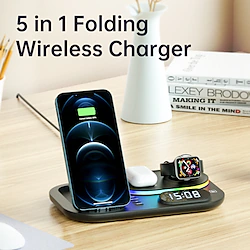 KIVE Wireless Charger Wireless Charging Station CE Certified 5 in 1 Digital Clock Night Light For Apple Watch AirPods 2 / AirPods Pro iPhone 13/12/11 / X / 8 1 PC Lightinthebox