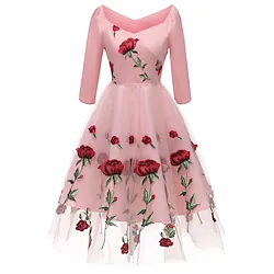 Audrey Hepburn 1950s Cocktail Dress Vintage Dress Dress Women's Costume Vintage Cosplay Party / Evening Long Sleeve Dress Masquerade Lightinthebox
