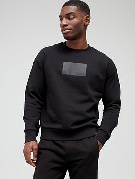 Calvin Klein Textured Logo Box Comfort Sweatshirt - Black