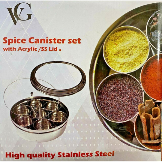 Spice Box Masala Dabba Tin with 2 Spoons