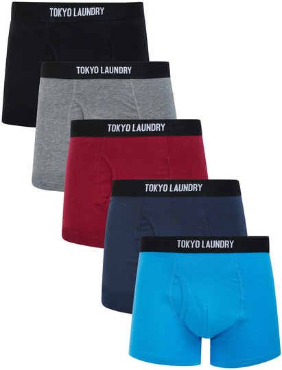 Mens Underwear Koman (5 Pack) Cotton Sports Boxer Shorts Set in Multi-Colour - Tokyo Laundry / L - Tokyo Laundry
