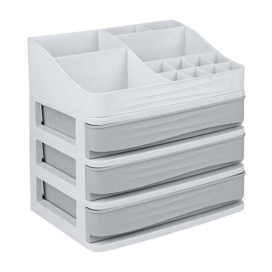 (White) Makeup Organiser Cosmetic Storage Box With Drawers