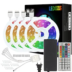 65ft 20m Waterproof Flexible LED Light Strips 2x10m 600LED 5050SMD 10mm RGB with IR 44 Key Double Outlet Controller Extended Flexible Strip Lights Lightinthebox