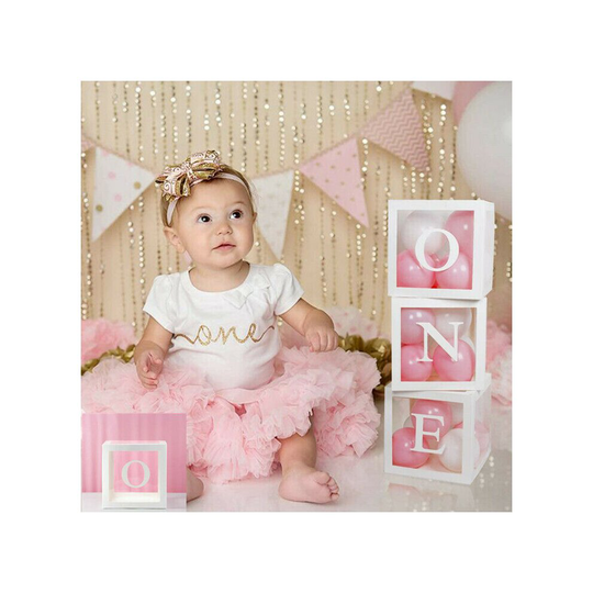 3Pcs ONE Transparent Balloon Box Gift Boxes Birthday Baby Shower Party
