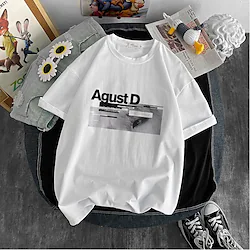 Inspired by Agust D Cosplay Cartoon Manga Back To School Print Harajuku Graphic Kawaii T-shirt For Men's Women's Adults' Hot Stamping Polyester / Cotton Blend Lightinthebox