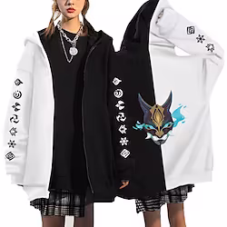 Inspired by Genshin Impact Xiao Hoodie Cartoon Manga Anime Classic Street Style Outerwear For Men's Women's Unisex Adults' Hot Stamping 100% Polyester Lightinthebox