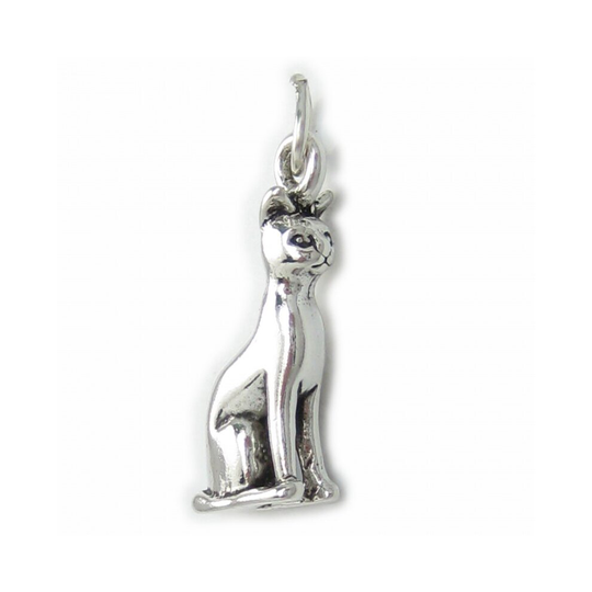 Sitting Cat sterling silver charm .925 x 1 Pussy Cats charms
