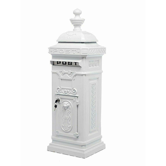 (White) Freestanding Lion Post Box Victorian Style