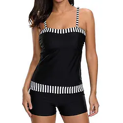 Women's Swimwear Tankini 2 Piece Normal Swimsuit Slim Stripe As shown Bathing Suits New Active Basic / Padded Bras Lightinthebox