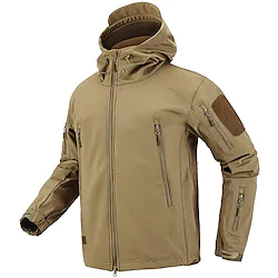 Men's Hoodie Jacket Camouflage Hunting Jacket Military Tactical Jacket Hooded Outdoor Thermal Warm Waterproof Windproof Breathable Spring Fall Winter Jacket Nylon Fleece Hunting Fishing Camping Navy Lightinthebox
