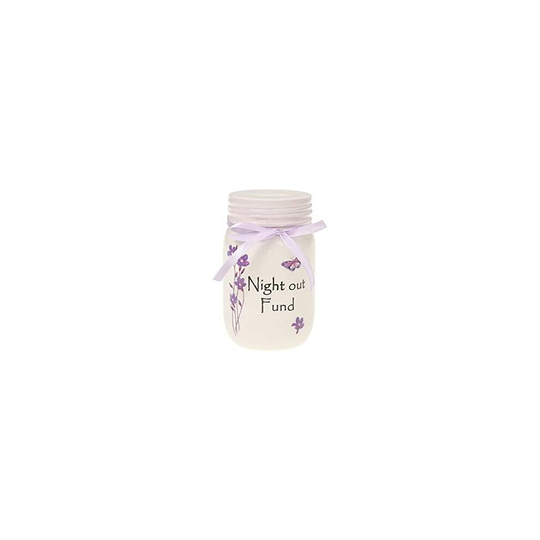 WHITE NIGHT OUT FUND CERAMIC MONEY BOX JAR (PIGGY BANK)