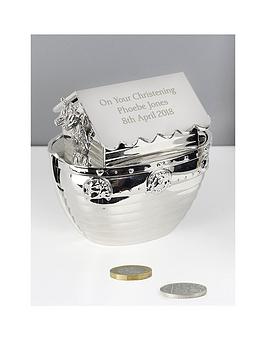 The Personalised Memento Company Personalised Silver Noah'S Ark Money Box