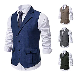 The Great Gatsby Gentleman Vintage 1920s Vest Waistcoat Men's Slim Fit Costume Vintage Cosplay Event / Party Business / Ceremony / Wedding Sleeveless Vest Masquerade Lightinthebox