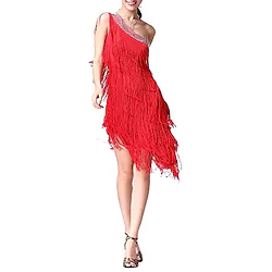 Latin Dance Dress Tassel Crystals / Rhinestones Women's Performance Sleeveless Natural Cotton Polyester Lightinthebox