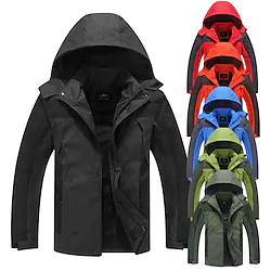 men's lightweight rain jacket waterproof hooded windbreaker raincoat zipper breathable coat top hooded outdoor shell jacket outerwear casual hiking travel cycling Lightinthebox