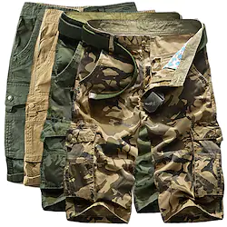 Men's Cargo Shorts Hiking Shorts Military Camo Summer Outdoor 10 Ripstop Breathable Quick Dry Multi Pockets Shorts Bottoms Knee Length Green Yellow Cotton Camping / Hiking Hunting Fishing 29 30 31 Lightinthebox