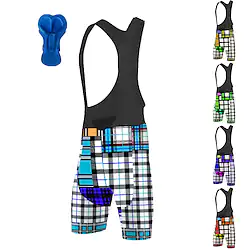 21Grams Men's Cycling Bib Shorts Bike Bottoms Mountain Bike MTB Road Bike Cycling Sports Plaid Checkered 3D Pad Cycling Breathable Quick Dry Green Purple Polyester Spandex Clothing Apparel Bike Wear Lightinthebox