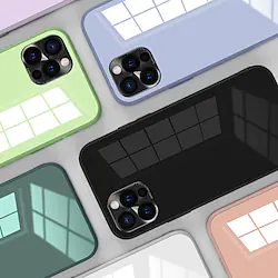 Phone Case For Apple Back Cover Mirror Shockproof Solid Color TPU Tempered Glass Lightinthebox